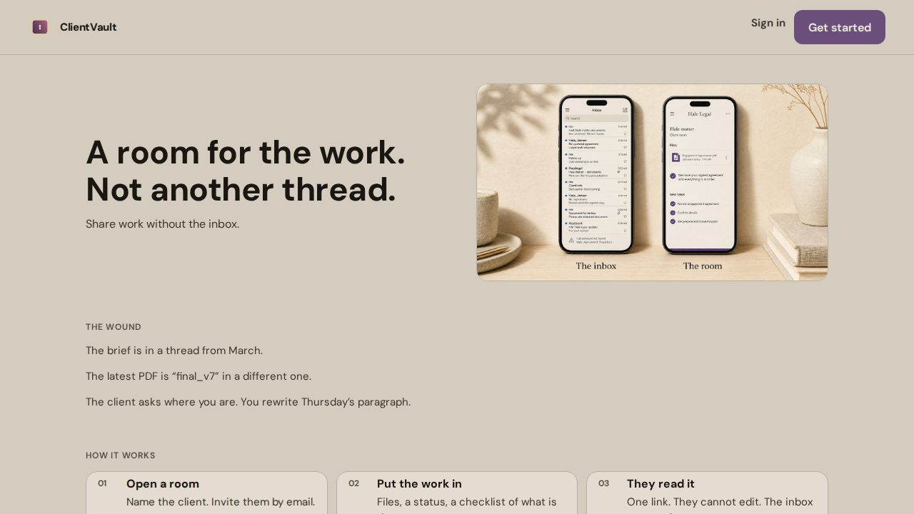 ClientVault — Share work without the inbox.