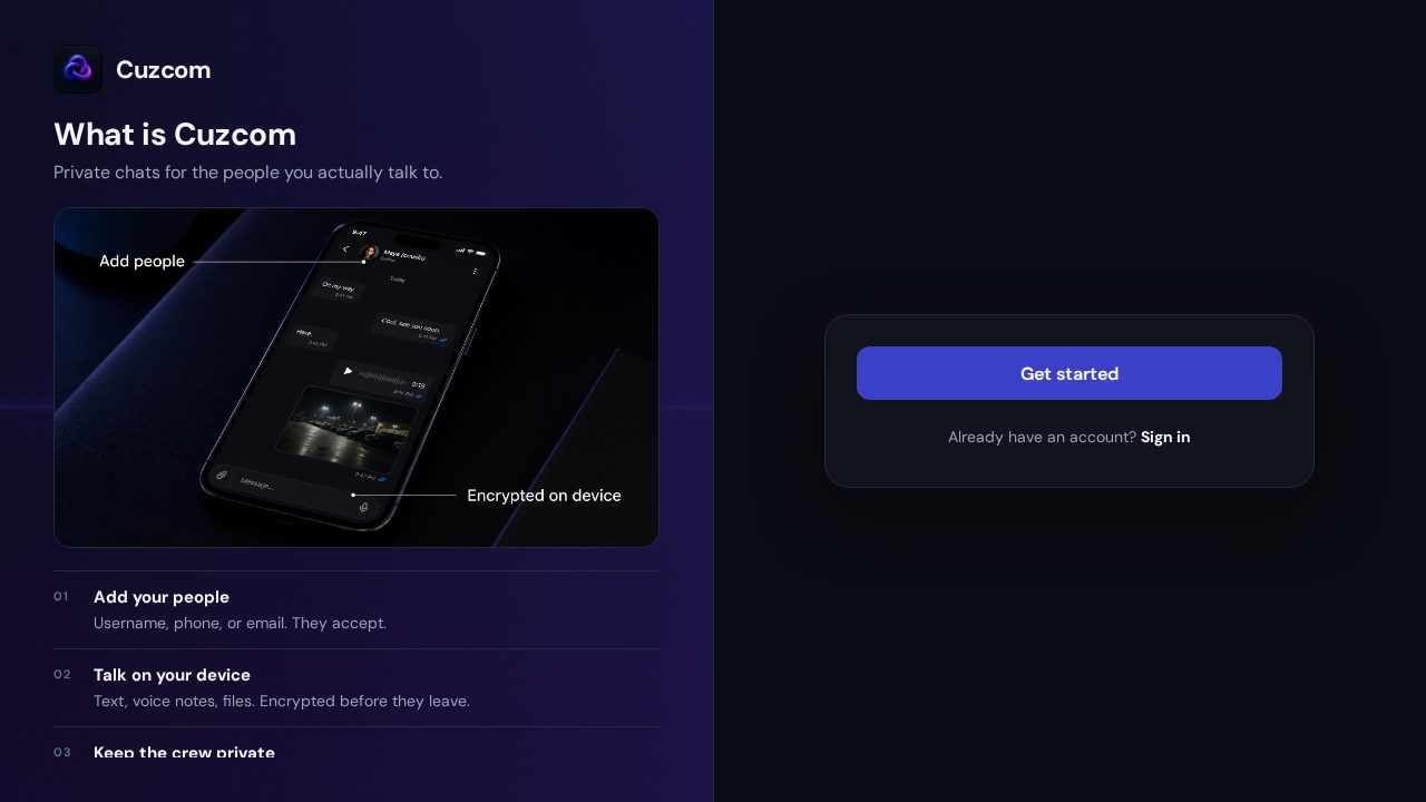 Cuzcom — Private chats for the people you actually talk to.