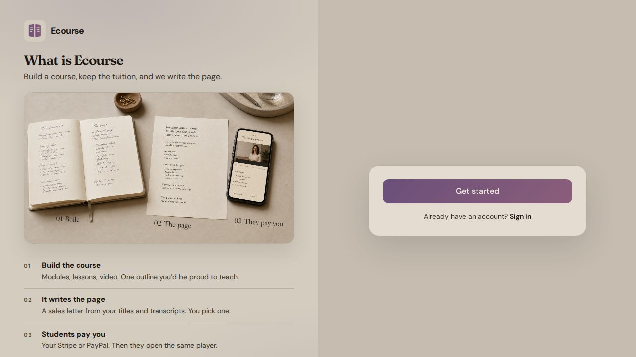 Ecourse — Your school. Your money. We write the page.