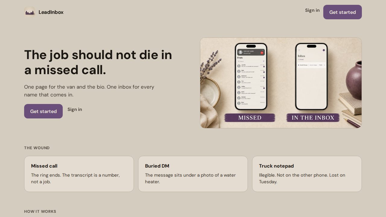 LeadInbox — Catch every job before it walks.