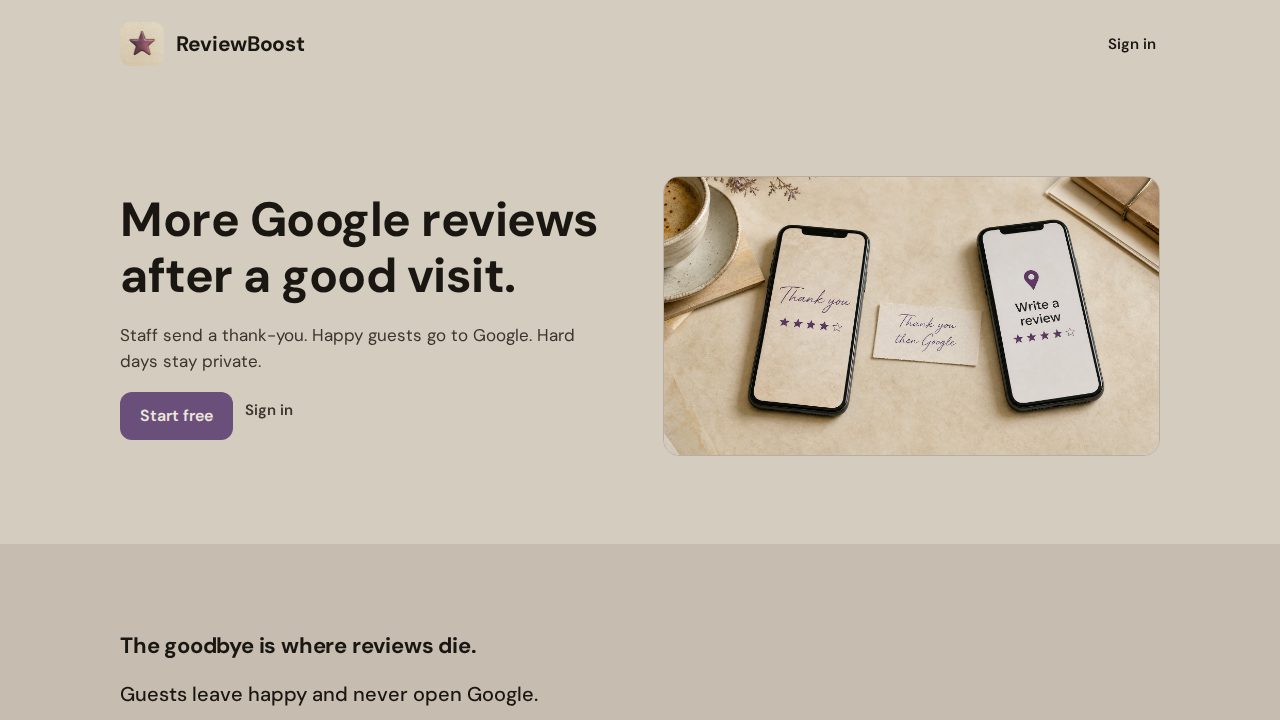 ReviewBoost — Turn happy visits into Google reviews.