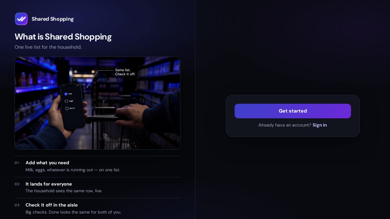 Shared Shopping — A shared list both of you can edit.